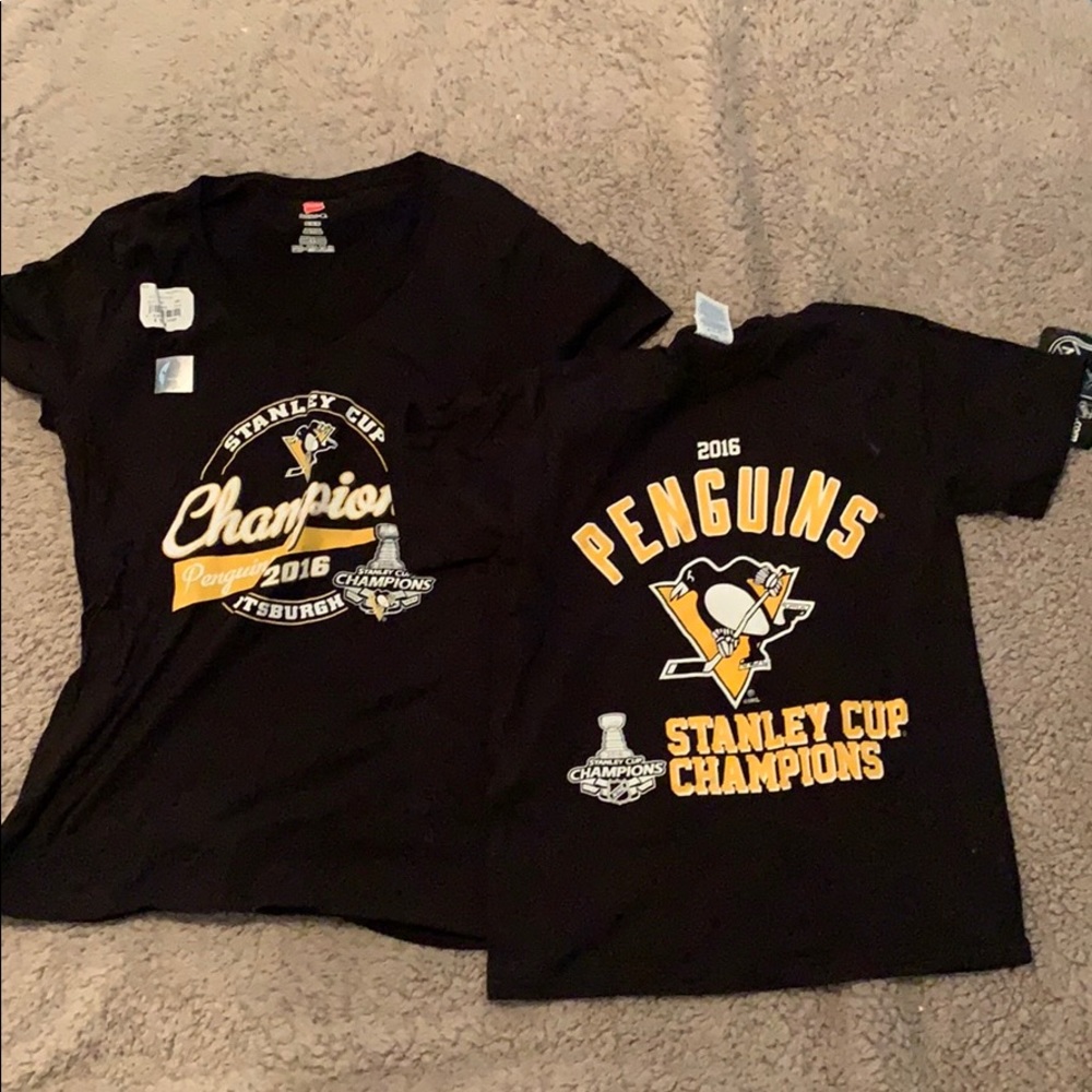 Both M Penguins T-shirts